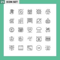 Pictogram Set of 25 Simple Lines of brim product design package external Editable Vector Design Elements