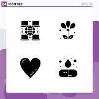 Modern Set of Solid Glyphs Pictograph of internet love flower spring drug Editable Vector Design Elements