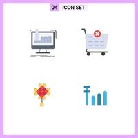 4 Universal Flat Icon Signs Symbols of digital china production delete decoration Editable Vector Design Elements