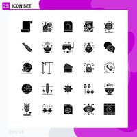 Modern Set of 25 Solid Glyphs Pictograph of international graph ceylon mathematics book Editable Vector Design Elements