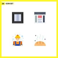 4 Universal Flat Icon Signs Symbols of box sidebar logistic interface construction Editable Vector Design Elements