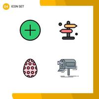 Filledline Flat Color Pack of 4 Universal Symbols of add easter multimedia navigation egg Editable Vector Design Elements