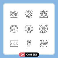 Set of 9 Commercial Outlines pack for user interface bluetooth collaboration meccah islam Editable Vector Design Elements