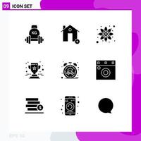 Set of 9 Modern UI Icons Symbols Signs for beat prize house award science Editable Vector Design Elements