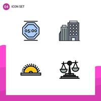 Universal Icon Symbols Group of 4 Modern Filledline Flat Colors of stop work construction work builing tool Editable Vector Design Elements