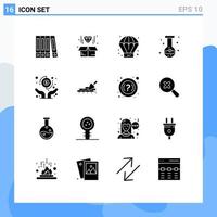 Group of 16 Solid Glyphs Signs and Symbols for pay dollar process flask chemical Editable Vector Design Elements