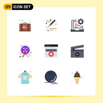 paquete de color plano de 9 símbolos universales de la página web fantasma c cara desarrollo elementos de diseño vectorial editables vector