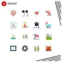 16 Universal Flat Color Signs Symbols of server application valentines day error favorite Editable Pack of Creative Vector Design Elements