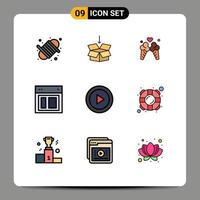 Set of 9 Modern UI Icons Symbols Signs for abstract web ice cream site design Editable Vector Design Elements