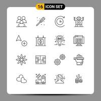 Set of 16 Commercial Outlines pack for football copy screwdriver add technology Editable Vector Design Elements