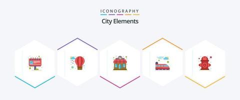 City Elements 25 Flat icon pack including life. control. restaurant. city. suburban vector