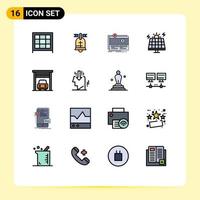 Set of 16 Modern UI Icons Symbols Signs for garage solar funding green energy Editable Creative Vector Design Elements