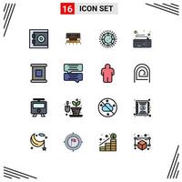 Universal Icon Symbols Group of 16 Modern Flat Color Filled Lines of food keyboard diamond hardware computer Editable Creative Vector Design Elements