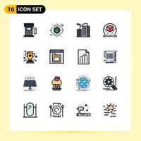 Pictogram Set of 16 Simple Flat Color Filled Lines of award deliver building store box Editable Creative Vector Design Elements