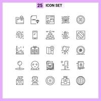 Universal Icon Symbols Group of 25 Modern Lines of interface sale file basket development Editable Vector Design Elements