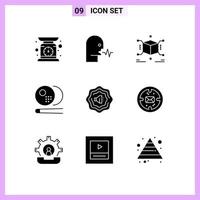 9 Thematic Vector Solid Glyphs and Editable Symbols of accustic snooker talk pool box Editable Vector Design Elements