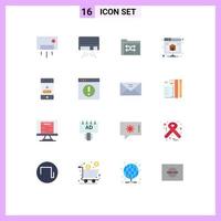 Group of 16 Modern Flat Colors Set for access hosting backup database management Editable Pack of Creative Vector Design Elements