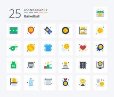 Basketball 25 Flat Color icon pack including ball. sport. place. basketball. ticket vector