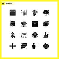 Universal Icon Symbols Group of 16 Modern Solid Glyphs of safe guard equipment wifi cloud Editable Vector Design Elements