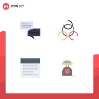 Editable Vector Line Pack of 4 Simple Flat Icons of chat scale biology web weight Editable Vector Design Elements