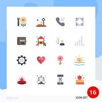 Group of 16 Flat Colors Signs and Symbols for father wallet joystick summer beach Editable Pack of Creative Vector Design Elements