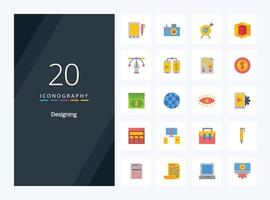 20 Designing Flat Color icon for presentation vector