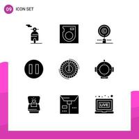 Stock Vector Icon Pack of 9 Line Signs and Symbols for reduce expense find cost pause Editable Vector Design Elements