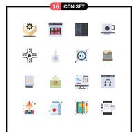 User Interface Pack of 16 Basic Flat Colors of flask research man crossroad cup Editable Pack of Creative Vector Design Elements