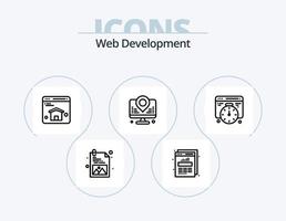 paquete de iconos de línea de desarrollo web 5 diseño de iconos. desarrollo. recargar. navegador. actualizar. programación vector