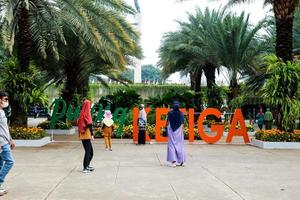 Jakarta, Indonesia in August 2022. Visitors who are lovers of flora and fauna visiting the Flona 2022 exhibition at the Banteng Field in Central Jakarta. photo