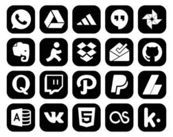 20 Social Media Icon Pack Including microsoft access adsense inbox paypal twitch vector