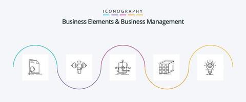 Business Elements And Business Managment Line 5 Icon Pack Including cube. abstract. power. plan. foretelling vector