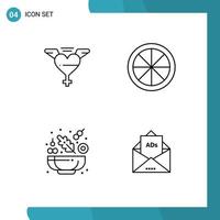 Set of 4 Modern UI Icons Symbols Signs for heart ad citrus cucumber email Editable Vector Design Elements
