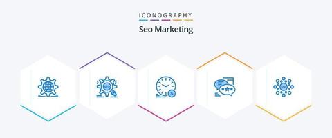 seo marketing 25 paquete de iconos azules que incluye llamada. charlar. sitio web. divisa. dólar vector