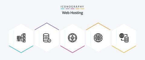 Web Hosting 25 Line icon pack including internet . security. service . protection . internet vector