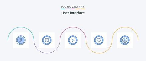 interfaz de usuario azul 5 paquete de iconos que incluye Internet. globo. interfaz. usuario. como vector