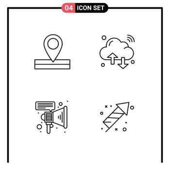 User Interface Pack of 4 Basic Filledline Flat Colors of map megaphone cloud iot firecracker Editable Vector Design Elements