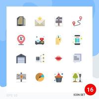 User Interface Pack of 16 Basic Flat Colors of offer route build pin game Editable Pack of Creative Vector Design Elements