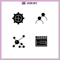 Pack of 4 Modern Solid Glyphs Signs and Symbols for Web Print Media such as business biology user basic genetic Editable Vector Design Elements