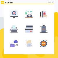 Universal Icon Symbols Group of 9 Modern Flat Colors of credit machine road print printer Editable Vector Design Elements