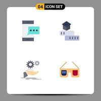 Group of 4 Modern Flat Icons Set for contact study phone knowledge hand Editable Vector Design Elements