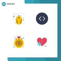 paquete de línea de vector editable de 4 iconos planos simples de flechas de venta de computadora descuento amor elementos de diseño de vector editable