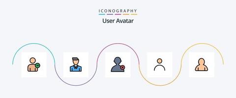 User Line Filled Flat 5 Icon Pack Including avatar. user. profile. profile. personal vector