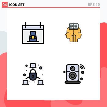 símbolos de iconos universales grupo de 4 colores planos de línea de relleno modernos de comunicación de calendario lectura de vacaciones elementos de diseño vectorial editables netos vector