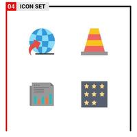 4 User Interface Flat Icon Pack of modern Signs and Symbols of arrow market cone newspaper paper Editable Vector Design Elements