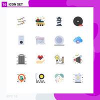 16 User Interface Flat Color Pack of modern Signs and Symbols of computers peripheral device spacecraft dvd cd Editable Pack of Creative Vector Design Elements