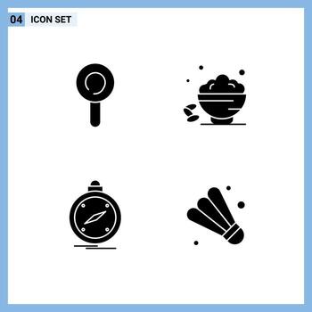 Universal Icon Symbols Group of 4 Modern Solid Glyphs of lollipop navigation date open location Editable Vector Design Elements