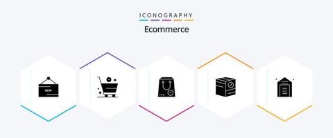 Ecommerce 25 Glyph icon pack including e. check. minus. box. package vector