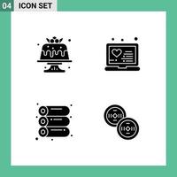 Set of 4 Modern UI Icons Symbols Signs for bakery machine food medical printing Editable Vector Design Elements