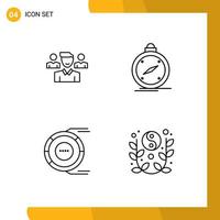 Set of 4 Modern UI Icons Symbols Signs for team allocation squard navigation diagram Editable Vector Design Elements